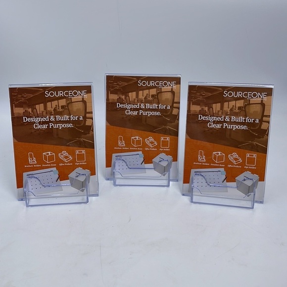 Source One Acrylic 5 x 7 Slanted Sign Holders 3 Pcs - Picture 1 of 3